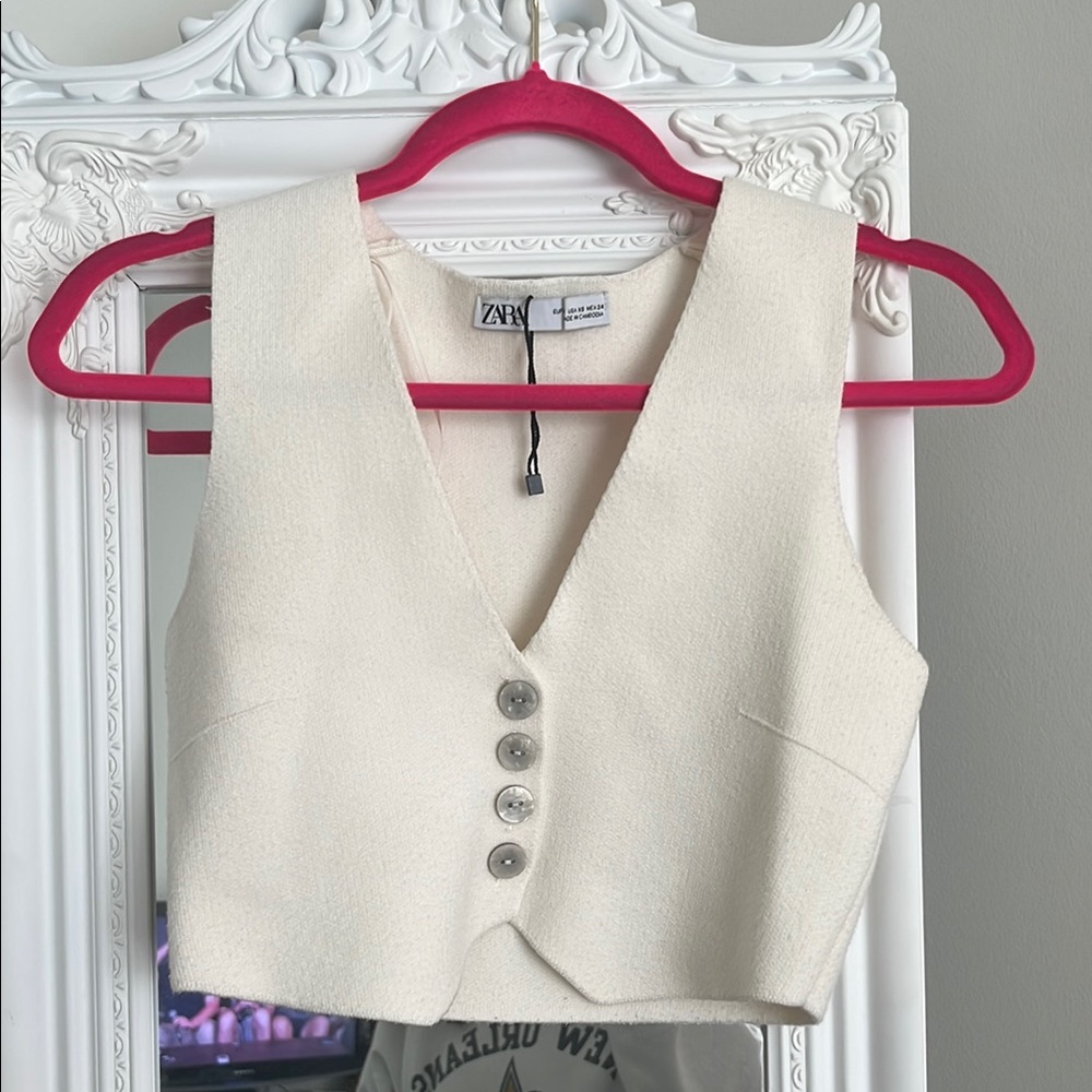 Zara Cream Buttoned Vest